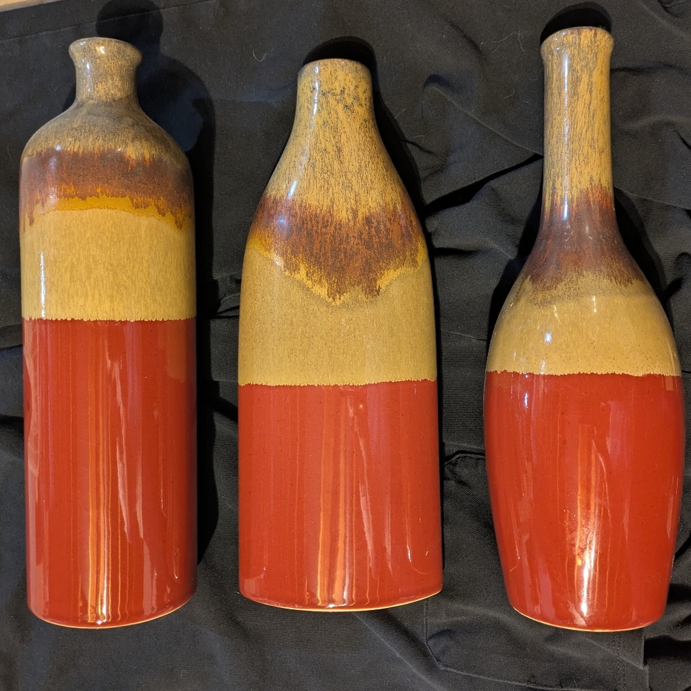 Kirkland Red and Brown Ceramic Vases Set
